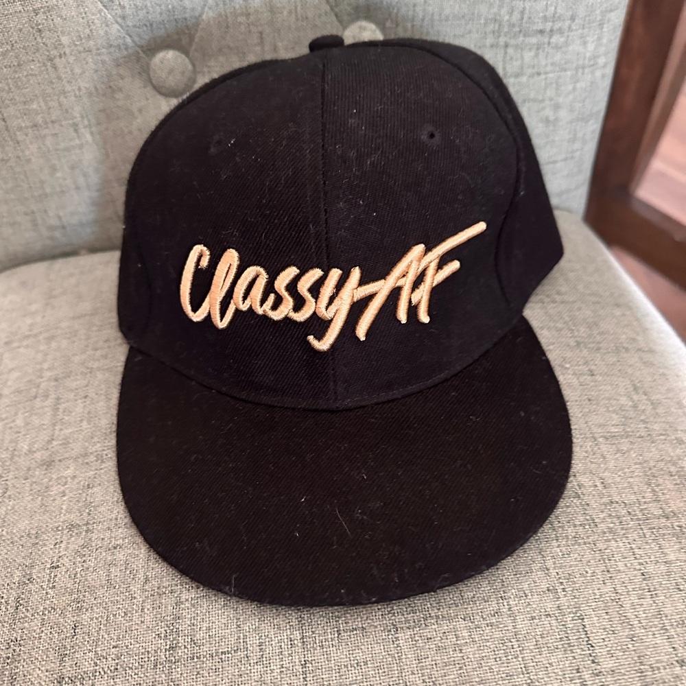 Classy AF Black Baseball Cap with Gold Embroidery